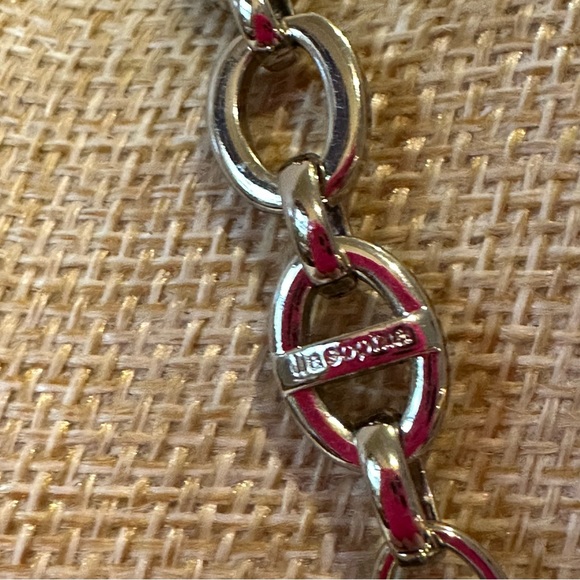 New Lia Sophia InfinitMe Necklace w/ Teal faceted resin stones squares, silver - Picture 4 of 13